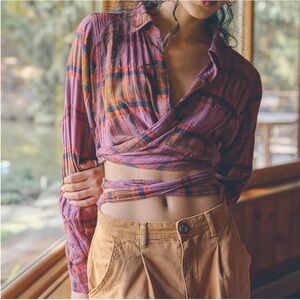 Free People We The Free One Way Plaid Wrap Top